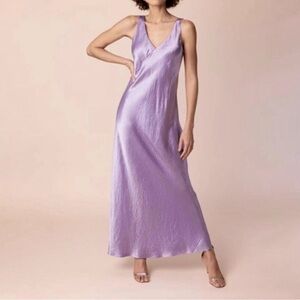 NWT Vince purple satin v-neck gown